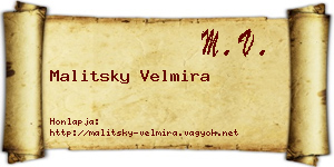 Malitsky Velmira névjegykártya
